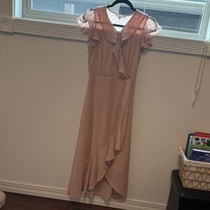 Chic Blush Ruffle High Low Dress